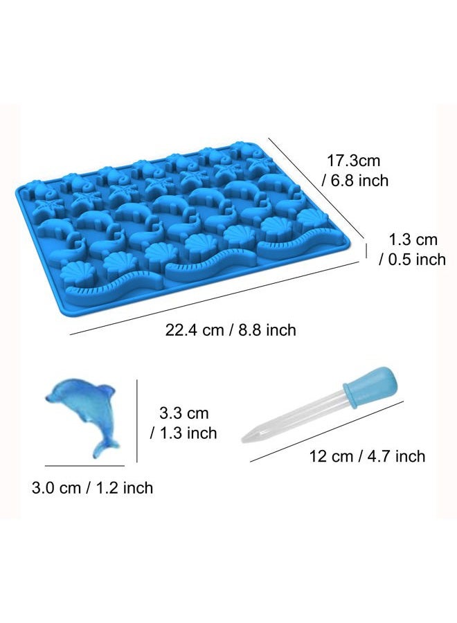 KRLIFCSL Mini Gummy Ocean Animals Silicone Candy Molds Including Hippocampus, Starfishs, Dolphins, Whales, Shells, Worms, for Making Gummies, Chocolates, Vitamin Candy, Pack of 3. (Mini Sea Animal) - Image 2