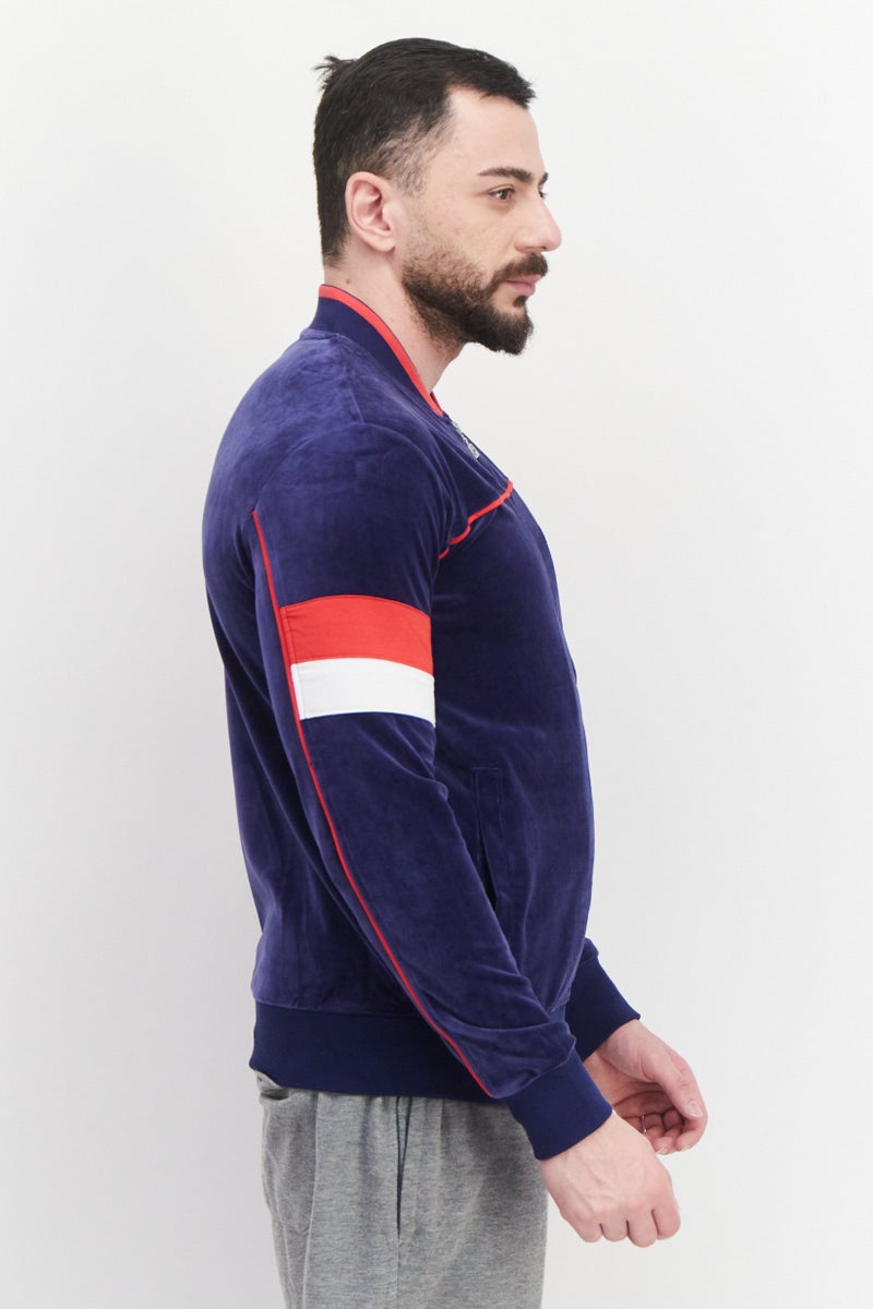 FILA Men Sportswear Fit Mock Neck Long Sleeve Training Jackets, Blue - Image 3