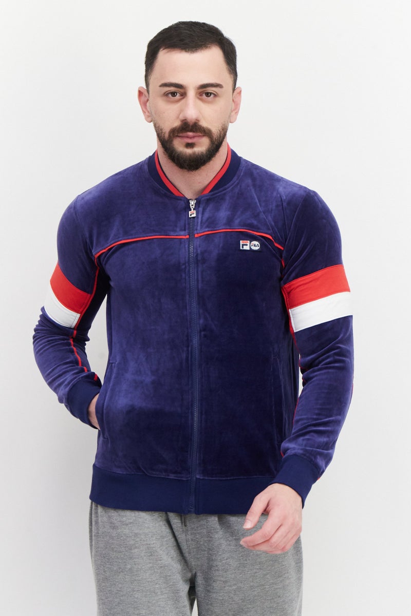 FILA Men Sportswear Fit Mock Neck Long Sleeve Training Jackets, Blue - Image 1