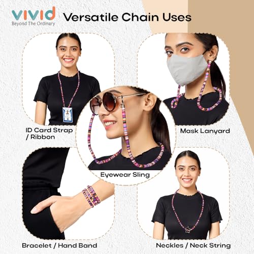 VIVID vision Unisex Adult Fabric Eyeglass Holder Strap Cord | New Chain Adjust on Sunglasses | Anti-slip Retainer Lanyard String Eyewear Frame | CH-125 | Purple - Image 5