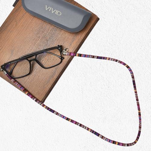 VIVID vision Unisex Adult Fabric Eyeglass Holder Strap Cord | New Chain Adjust on Sunglasses | Anti-slip Retainer Lanyard String Eyewear Frame | CH-125 | Purple - Image 2