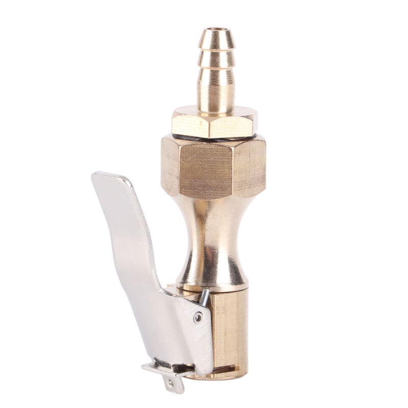 Portable Tire Chuck Adapter Bicycle Motorcycle Car Tire Inflator Fitting - Locking Clip Easy Install Heavy-Duty Copper Structure for Inflation - Image 1