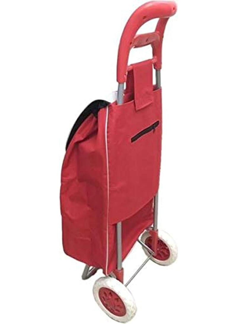 Decorhills Foldable Shopping Trolley Bag with Wheels – Multi-Functional Luggage & Grocery Cart, Durable Metal Frame, Large Storage Space, Easy to Carry Travel Bag for Vegetables & Daily Use - Red - Image 3