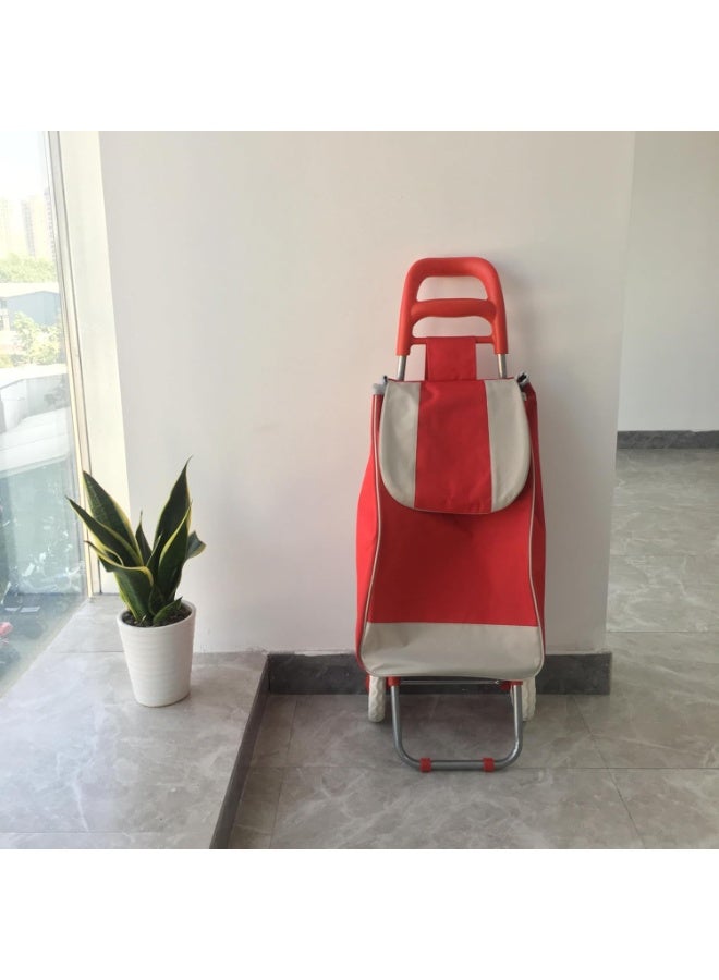 Decorhills Foldable Shopping Trolley Bag with Wheels – Multi-Functional Luggage & Grocery Cart, Durable Metal Frame, Large Storage Space, Easy to Carry Travel Bag for Vegetables & Daily Use - Red - Image 5