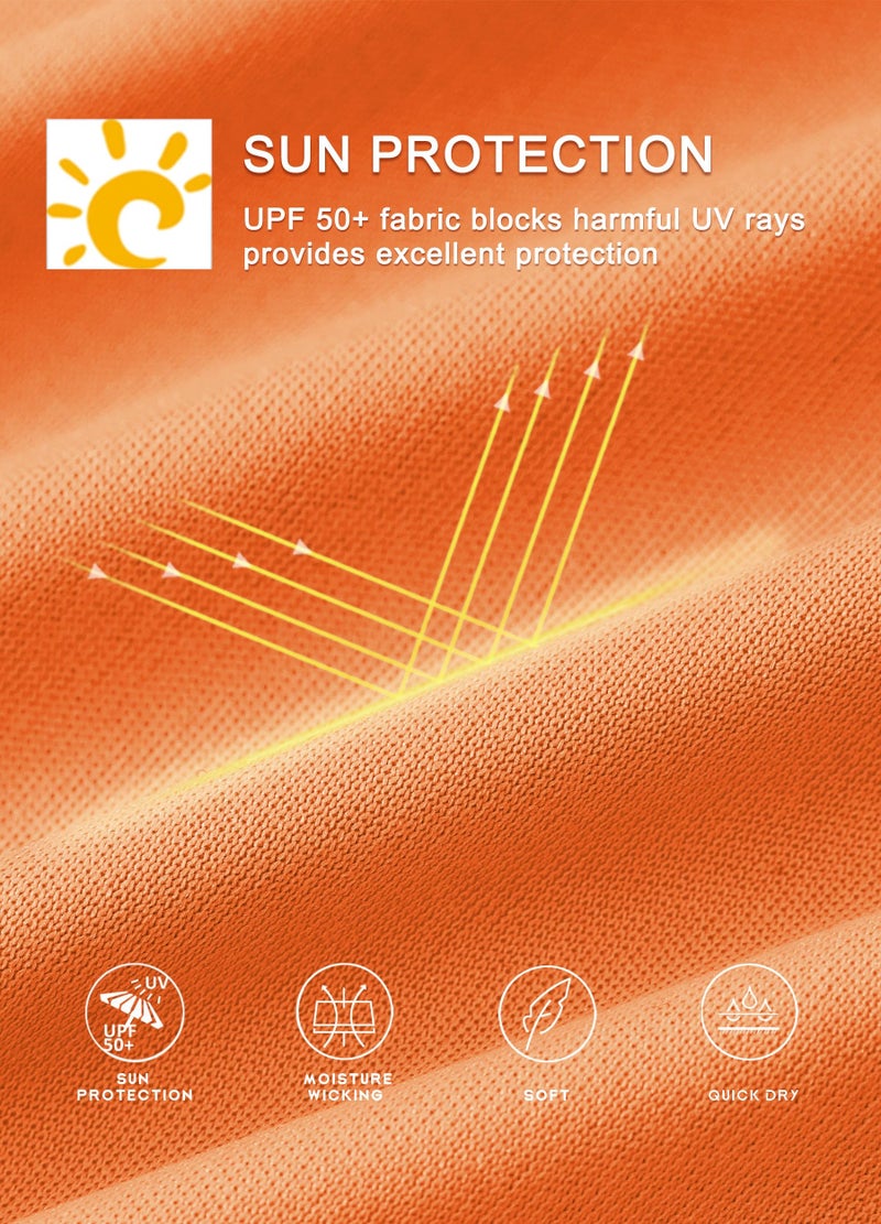 Willit قميص حماية من الشمس للأطفال من ويليت UPF 50+ بأكمام طويلة قميص سباحة واقي من الطفح الجلدي للشباب SPF قميص صيد سريع الجفاف برتقالي XS - Image 4