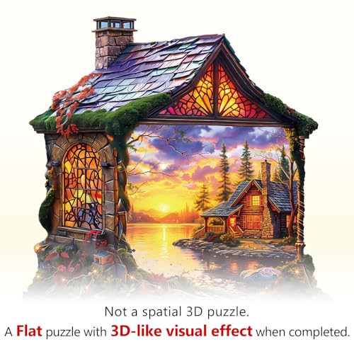 WOODBESTS Wooden Puzzles for Adults Sunset Cottage Wooden Jigsaw Puzzle for Adults Unique Animal Shape Wood Puzzles Adult Xmas Birthday Gifts for Puzzles Lovers 250 pcs L 134 131in - Image 5