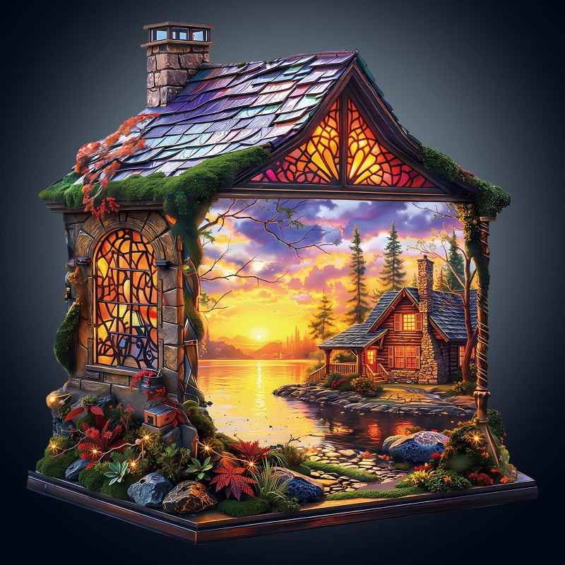 WOODBESTS Wooden Puzzles for Adults Sunset Cottage Wooden Jigsaw Puzzle for Adults Unique Animal Shape Wood Puzzles Adult Xmas Birthday Gifts for Puzzles Lovers 250 pcs L 134 131in - Image 3