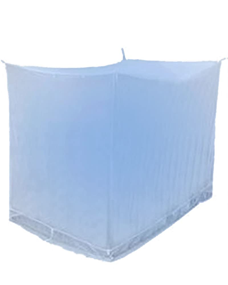 Ans Cotton Blend King Size Mosquito net Pure Cotton Border on Top and Bottom Allergy Free Premium Fabric (Blue, 7 x 7ft King Size Double Bed Net) Skin Friendly - Image 1