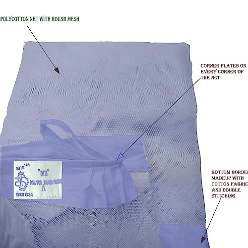 Ans Cotton Blend King Size Mosquito net Pure Cotton Border on Top and Bottom Allergy Free Premium Fabric (Blue, 7 x 7ft King Size Double Bed Net) Skin Friendly - Image 5