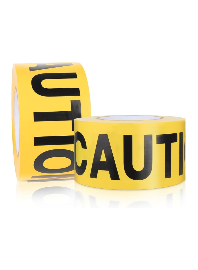 Yellow Caution Tape 2 Pack 3" x1000ft Decorations Caution Tape Roll Construction Tape for Danger/Hazardous Areas/Crime Scene Party Decoration Halloween - Image 1