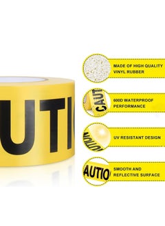 Generic Yellow Caution Tape 2 Pack 3" x1000ft Decorations Caution Tape Roll Construction Tape for Danger/Hazardous Areas/Crime Scene Party Decoration  - Image 3