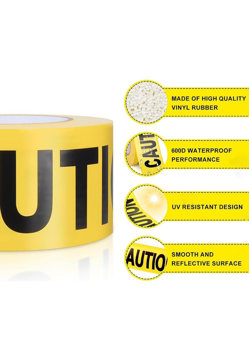 Yellow Caution Tape 2 Pack 3" x1000ft Decorations Caution Tape Roll Construction Tape for Danger/Hazardous Areas/Crime Scene Party Decoration Halloween - Image 3