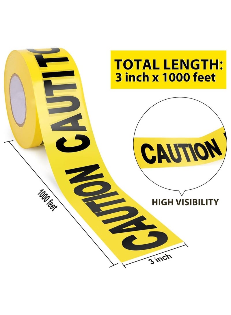 Yellow Caution Tape 2 Pack 3" x1000ft Decorations Caution Tape Roll Construction Tape for Danger/Hazardous Areas/Crime Scene Party Decoration Halloween - Image 2
