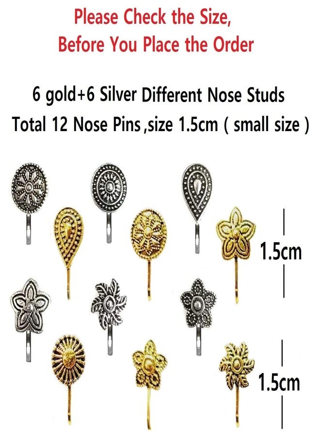 THANUS CRAFT THANU'S CRAFT Clip on Nose Ring without Piercing Stud Pressing Nose Pin oxidized jewellery for women - Image 3