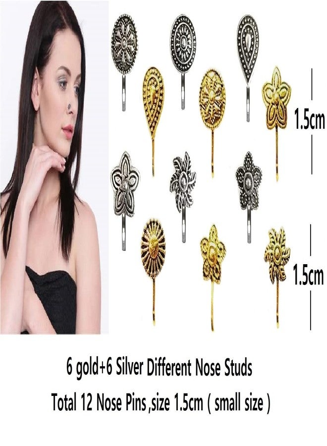 THANUS CRAFT THANU'S CRAFT Clip on Nose Ring without Piercing Stud Pressing Nose Pin oxidized jewellery for women - Image 4
