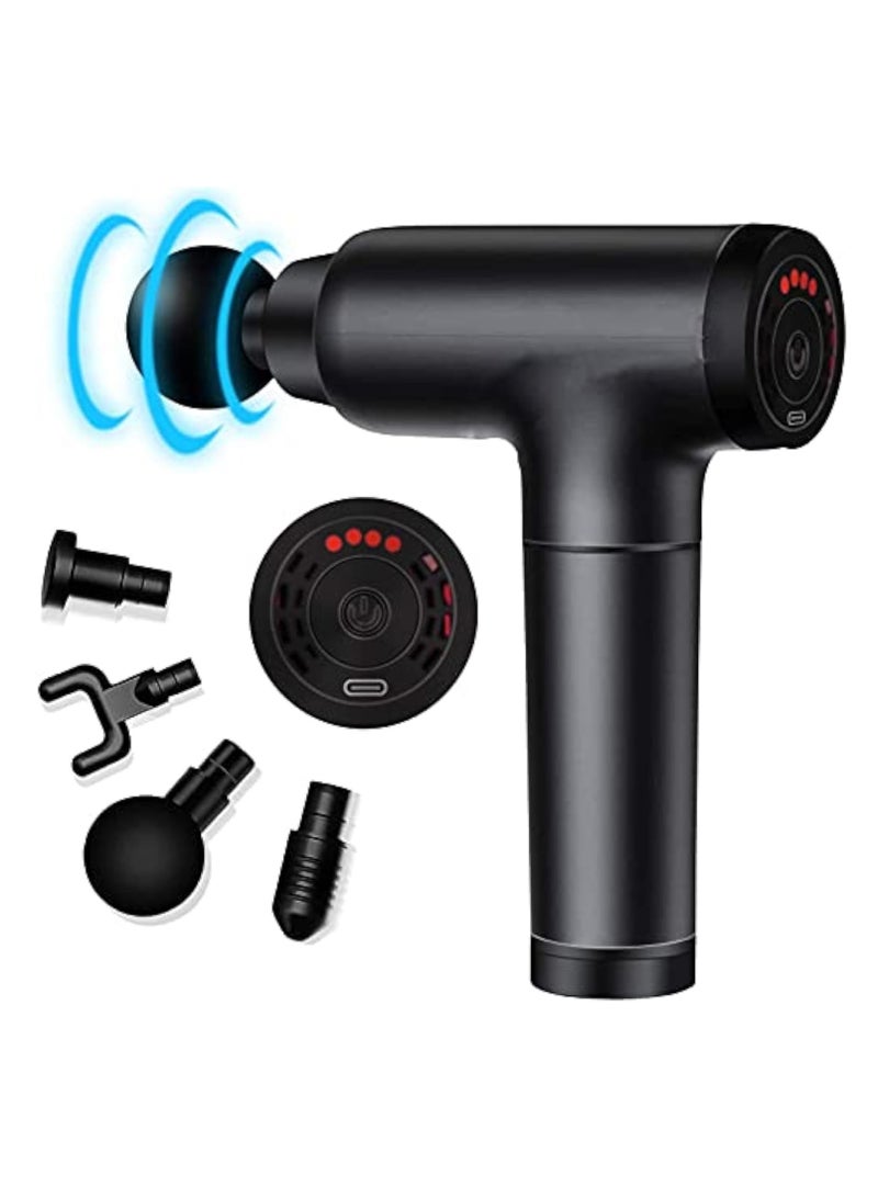 عربست جهاز تدليك الأنسجة العميقة بالقرع العميق للعضلات والسيلوليت، مسدس تدليك كهربائي محمول باليد لكامل الجسم لعلاج آلام العضلات والتصلب وعرق النسا وآلام الظهر، بما في ذلك 4 رؤوس تدليك - Image 1