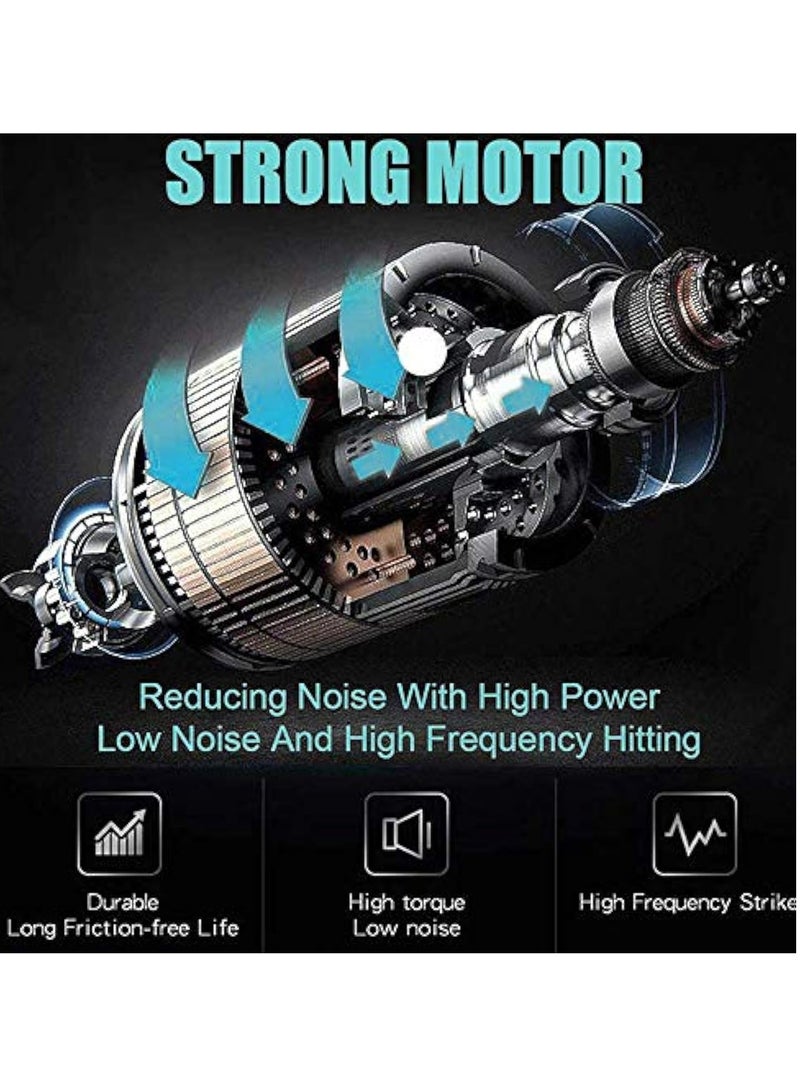 عربست جهاز تدليك الأنسجة العميقة بالقرع العميق للعضلات والسيلوليت، مسدس تدليك كهربائي محمول باليد لكامل الجسم لعلاج آلام العضلات والتصلب وعرق النسا وآلام الظهر، بما في ذلك 4 رؤوس تدليك - Image 2