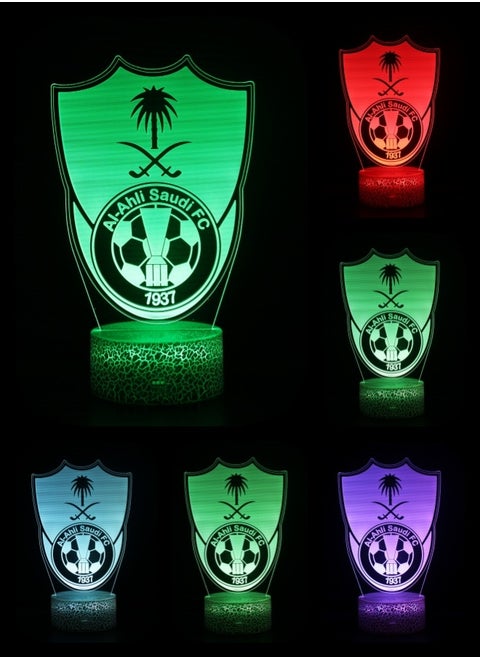 Al Ahli 3D Night Light LED Lamp Table Lamp Football Illusion Lamp Remote Control Touch 16 Colors Changing Timer Function Football Gifts SPL League