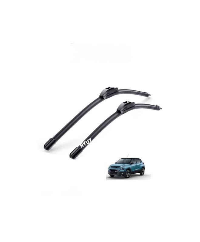 RYU7® All Season Frameless/Soft Wiper Blades Fits For Tata Punch Size-24"/600mm+16"/400mm(Pack of 2) - Image 1