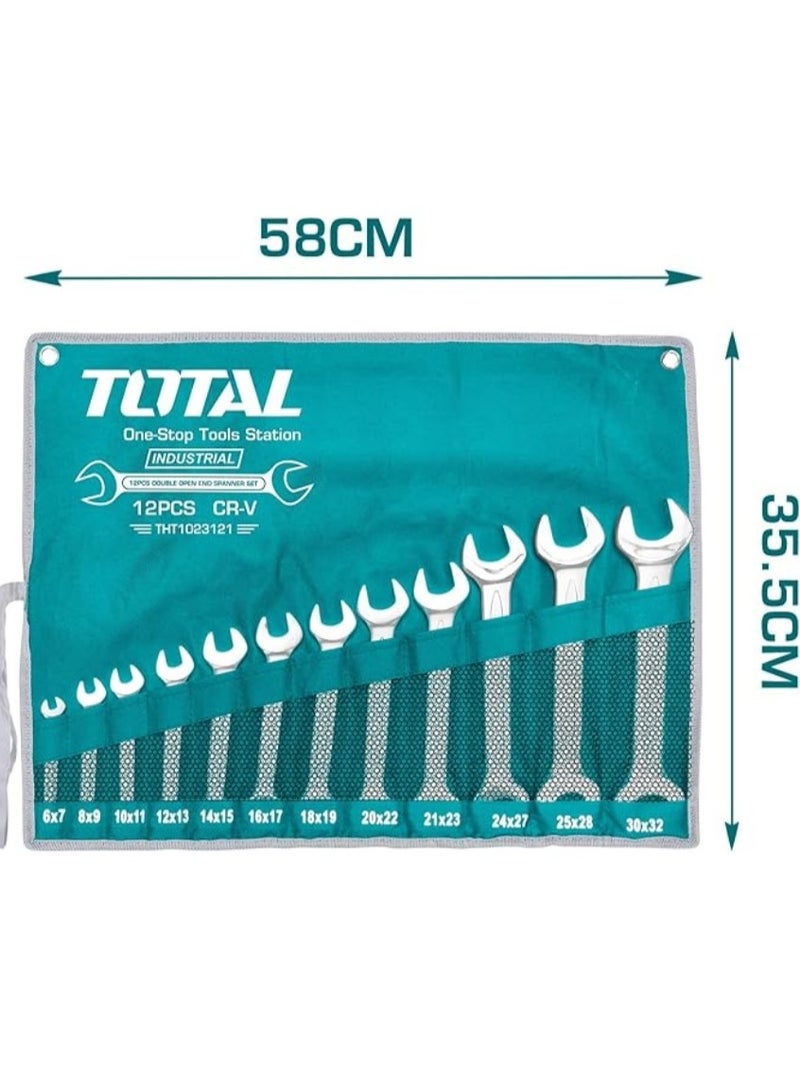 TOTAL 12-piece set of standard wrenches, 6-32 total