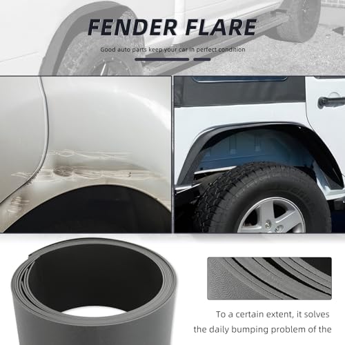 KEEPDSGN Fender Flares Black 4PCS Universal Flexible 6" Wide Body Kit Wheel Arches Durable PP Off-Road Fender Wheel Flares Fit for Most Cars SUV Trucks Off-Road Jeep - Image 5