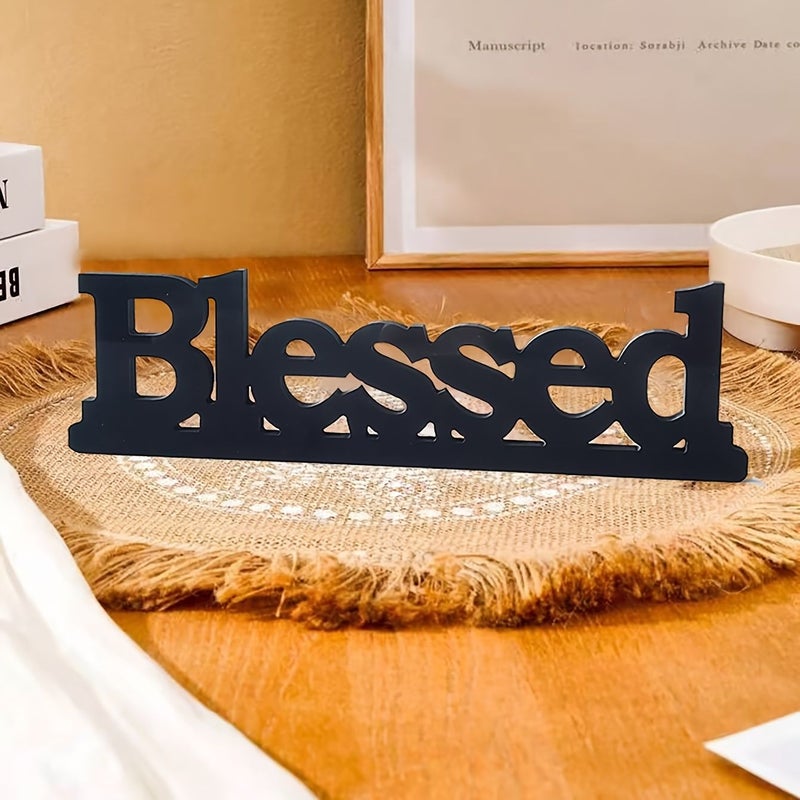 White Blessed Farmhouse Dining Table Centerpiece for Office Living Room - Image 1