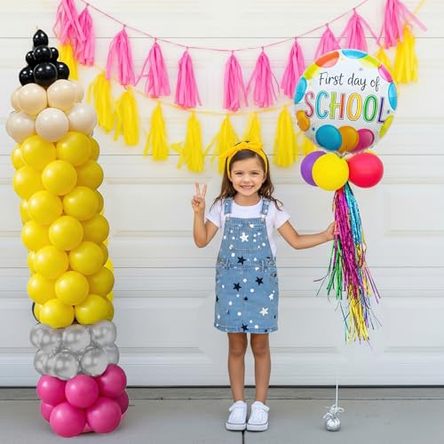 besttideyes Back to School Pencil Balloon Garland Kit - 180Pcs DIY Colorful Latex Balloons for Welcome First Day of School Classroom Kindergarten & Graduation Party Decoration - Image 4