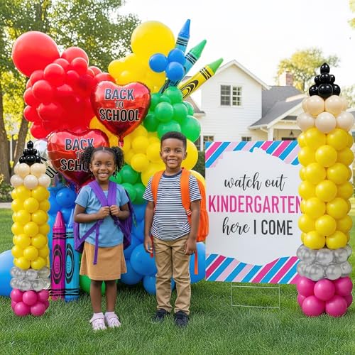 besttideyes Back to School Pencil Balloon Garland Kit - 180Pcs DIY Colorful Latex Balloons for Welcome First Day of School Classroom Kindergarten & Graduation Party Decoration - Image 2