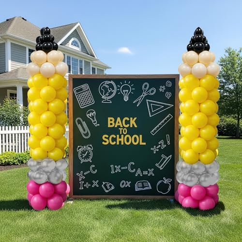 besttideyes Back to School Pencil Balloon Garland Kit - 180Pcs DIY Colorful Latex Balloons for Welcome First Day of School Classroom Kindergarten & Graduation Party Decoration - Image 1
