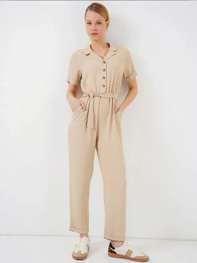 بيغ دارت BDART Shirt Collar Relaxed Fit Jumpsuit with Bow
