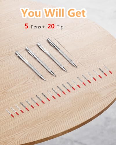 Ofasixx 5+20 Tungsten Carbide Metal Scribe Scriber Tool & Engraving Pen Set, No Need Sharpening, More Accurate&Quicker, Magnetic Design, Metal/Leather/Glass/Wood Layouts Choice - Image 3