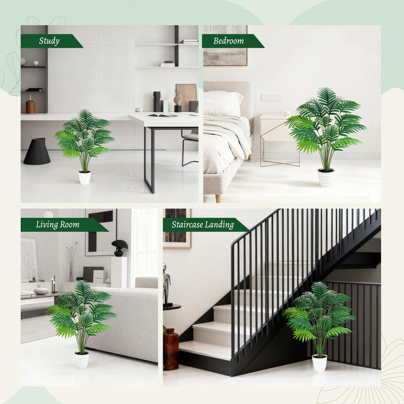 Der Rose 28 Fake Palm Tree Tall Artificial Plants Areca Faux Trees Indoor in White Pot for Home Office Living Room Floor Porch Balcony Decor - Image 5