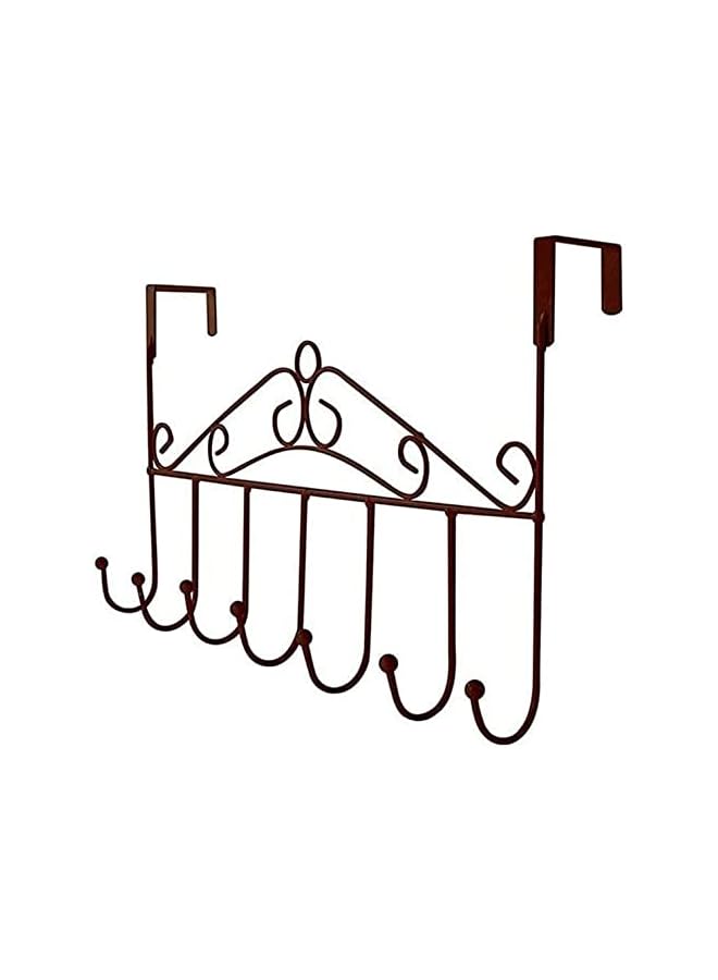 Goodern Over The Door 7 Hook Rack Decorative Organizer Hooks For Clothes Coat Hat Belt Towels Hanger For Home Or Office UseDoor Hook Bedroom Hat Seamless SRack Wrought Iron Towel Storage Rack  - Image 1