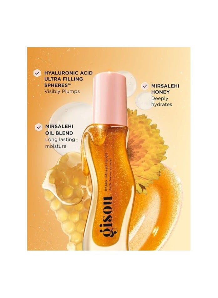 Gisou Gisou Golden Shimmer Glow Honey Infused Lip Oil - Hydrating, Nourishing, and Naturally Enhancing Formula for Luxurious Lips 0.27 oz 8 ml  - Image 2