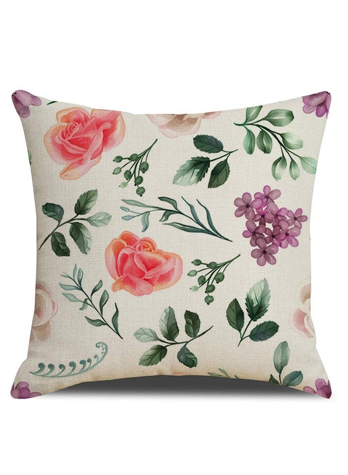 Decorative Throw Pillow Covers 18x18 inches Set of 4 Birds Butterfly and Plant Cushion Covers 45cm x 45cm Boho Linen Square Throw Pillow Cases for Living Room Sofa Couch Bed Pillowcases - Image 4
