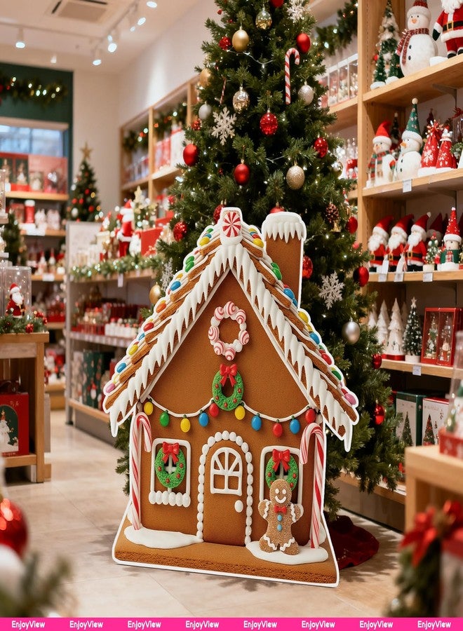 EnjoyView Christmas Life Size Cardboard Cutout Standup Gingerbread House 3FT Xmas Standee Party Photo Prop, Indoor & Outdoor Holiday Decor, Coroplast, 1 Piece - Image 4