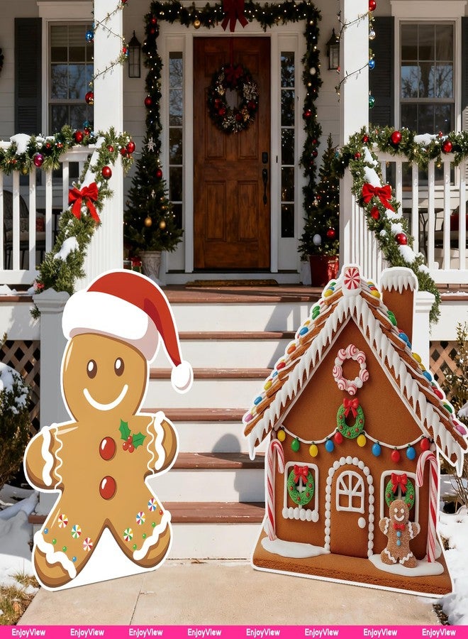 EnjoyView Christmas Life Size Cardboard Cutout Standup Gingerbread House 3FT Xmas Standee Party Photo Prop, Indoor & Outdoor Holiday Decor, Coroplast, 1 Piece - Image 5