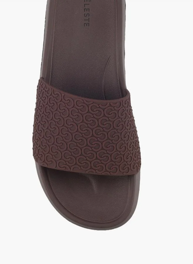 Celeste BROWN Women Monogram Textured Slides for Women | Best Price UAE