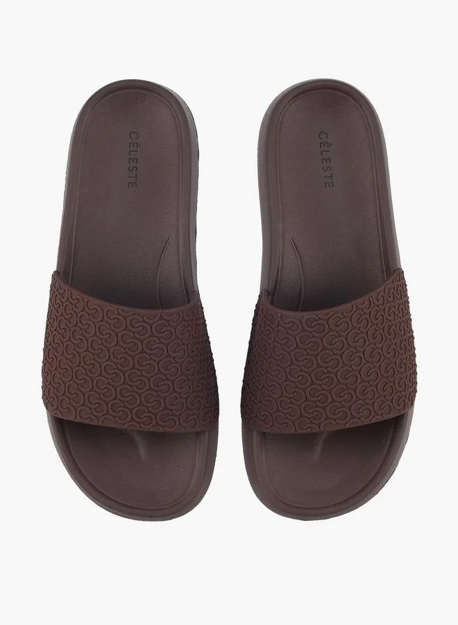 Women Monogram Textured Slides