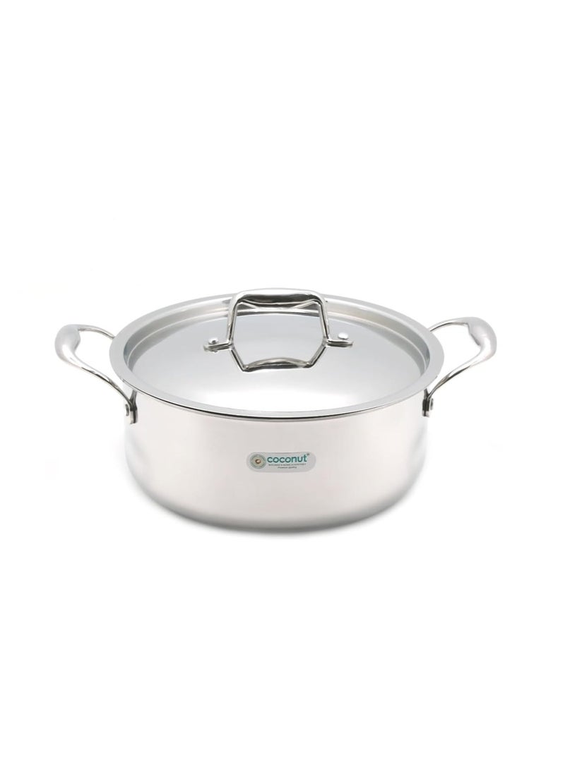 Coconut Triply Stainless Steel Stew Pot with SS Lid | Induction & Gas Compatible | Even Heating Stockpot for Healthy Cooking (5 Litre) - Image 1