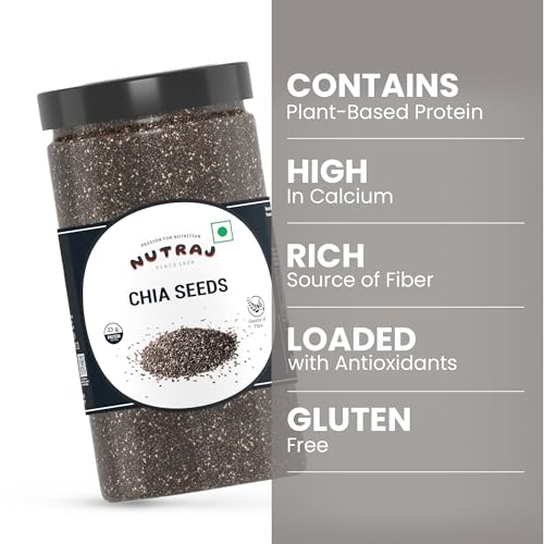 Nutraj Chia Seeds 1 Kg (500g Jar Pack of 2) | Seeds for Eating | Seeds for Weight Management | Good Source of Fiber | Omega-3 | Non-GMO | Gluten Free | Keto Diet Friendly | Rich in Calcium - Image 2