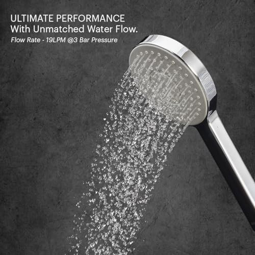 Johnson Bathrooms Johnson Pacific Hand Shower with 1.5mt Hose & Hook| Rain flow Handheld Round Shower| High-Pressure ABS Material Anti-Corrosion Single Flow Hand Shower | 1 Year Warranty| (S0117CAMZ - Chrome) - Image 3