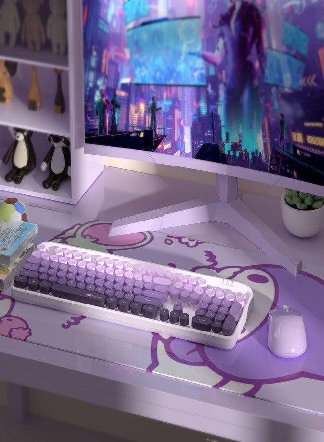 مايجغي لوحة مفاتيح وماوس لاسلكيان، أغطية مفاتيح دائرية، تصميم كلاسيكي مستوحى من آلة الكتابة، 104 مفتاح، لوحة مفاتيح كاملة الحجم، توفير تلقائي للطاقة، اتصال لاسلكي بتردد 2.4 جيجاهرتز، متوافق مع أنظمة ماك/ويندوز/الكمبيوتر الشخصي - Image 2