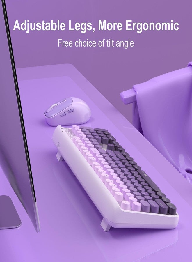 مايجغي لوحة مفاتيح وماوس لاسلكيان، أغطية مفاتيح دائرية، تصميم كلاسيكي مستوحى من آلة الكتابة، 104 مفتاح، لوحة مفاتيح كاملة الحجم، توفير تلقائي للطاقة، اتصال لاسلكي بتردد 2.4 جيجاهرتز، متوافق مع أنظمة ماك/ويندوز/الكمبيوتر الشخصي - Image 3