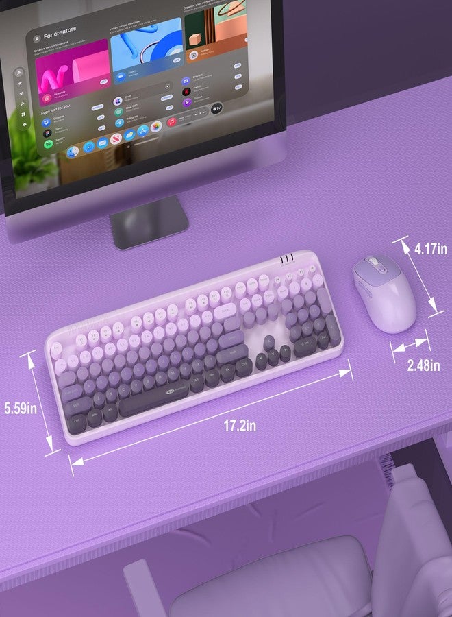 مايجغي لوحة مفاتيح وماوس لاسلكيان، أغطية مفاتيح دائرية، تصميم كلاسيكي مستوحى من آلة الكتابة، 104 مفتاح، لوحة مفاتيح كاملة الحجم، توفير تلقائي للطاقة، اتصال لاسلكي بتردد 2.4 جيجاهرتز، متوافق مع أنظمة ماك/ويندوز/الكمبيوتر الشخصي - Image 4
