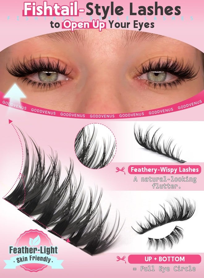 Goddvenus Wispy Eye Lash Clusters Kit Natural Cluster Eyelash Extensions Kit False Eyelash Clusters Fluffy DIY Individual Lash Extensions Kit C Curl - Image 5