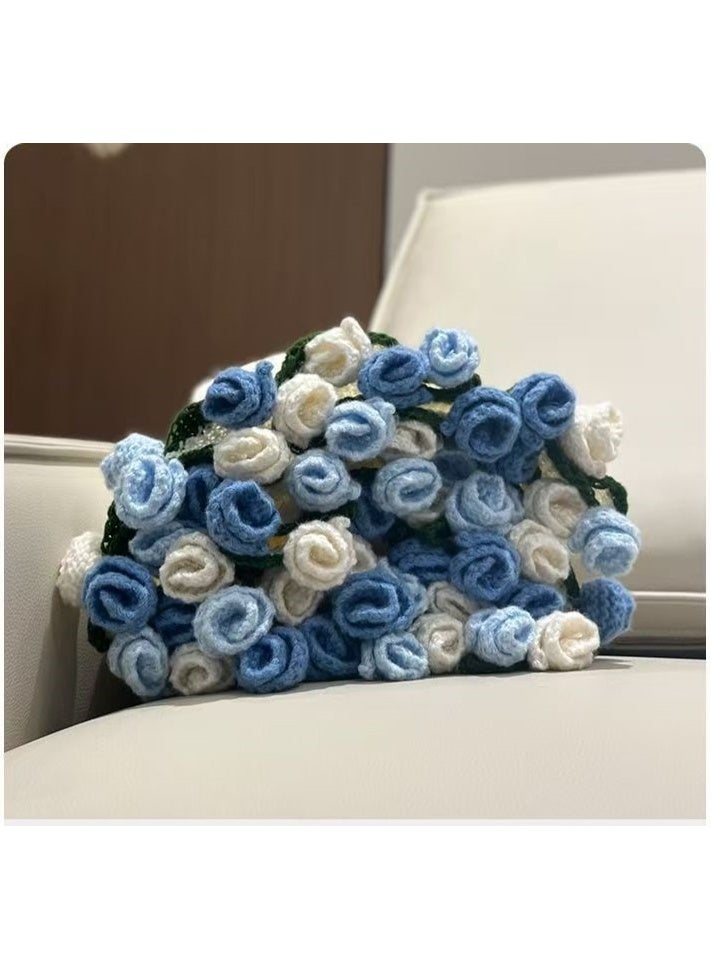 سكت شيكترو بطانية باقة ورود منسوجة، هدية بطانية نوم، بطانية بيج مزينة بأزهار زرقاء، 160 سم - Image 5