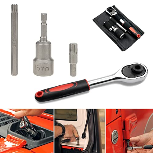 Sporthfish Hard Top Screws Door Removal Torx Set Tool Kit Compatible for 2007-2024 Jeep Wrangler JK JL Rubicon Sahara Sports 2/4 Door Replace 68361574AB 82214166AB - Red - Image 1