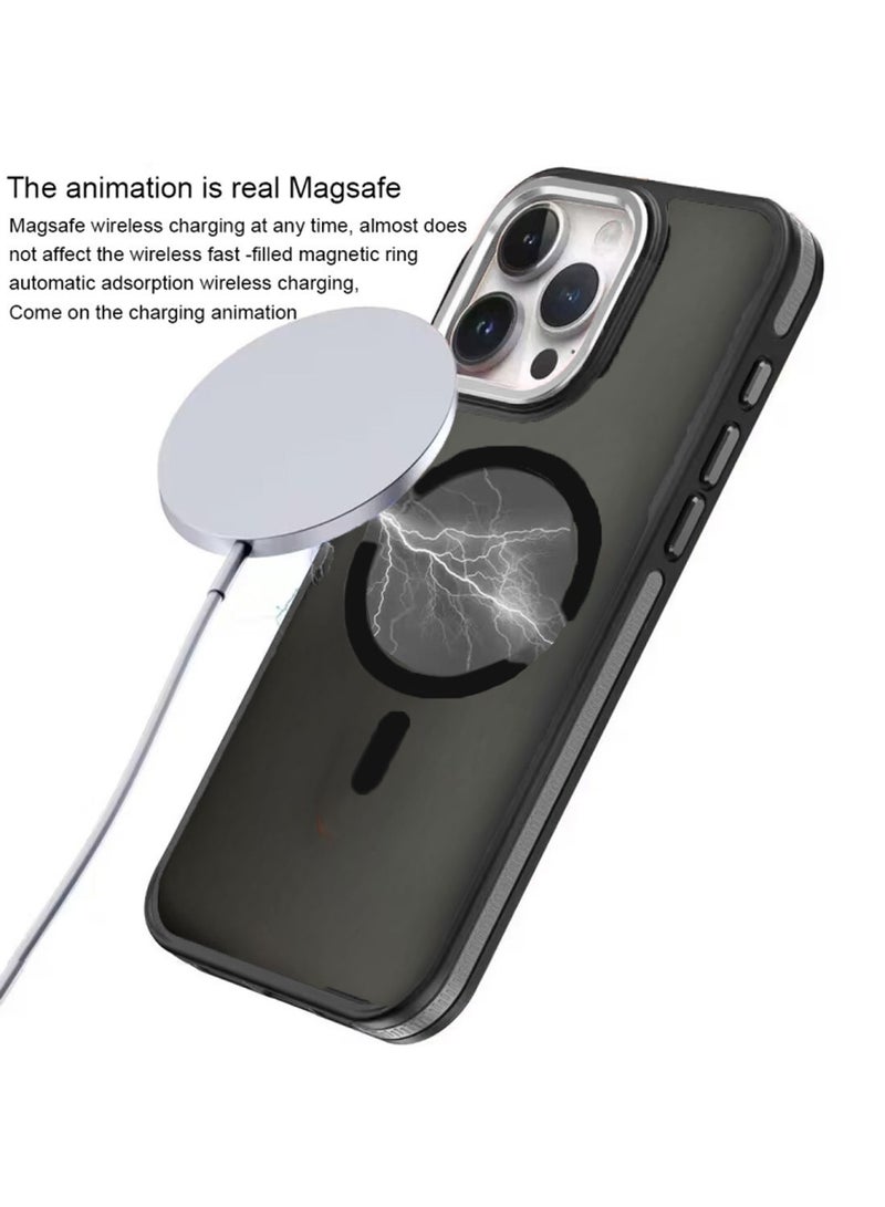 Techie Translucent Magsafe Back Cover Case with Raised Metal Camera Lens Protector for Apple iPhone 16 Pro - Military Grade Drop Protection, Anti-Fingerprint and Anti-Yellowing – Matte Black - Image 4