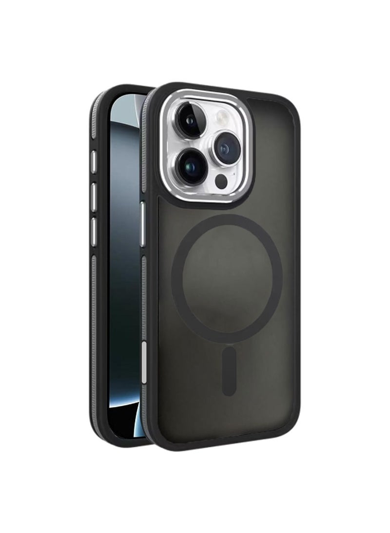 Techie Translucent Magsafe Back Cover Case with Raised Metal Camera Lens Protector for Apple iPhone 16 Pro - Military Grade Drop Protection, Anti-Fingerprint and Anti-Yellowing – Matte Black - Image 1